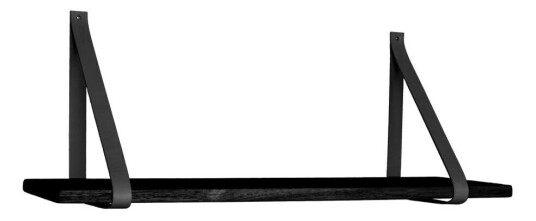 Foyle vegghylle 120x20 cm svart, skinnstropper svart.