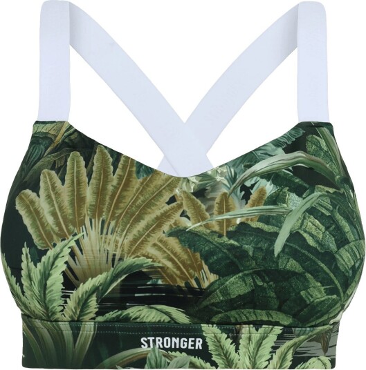 STRONGER Power Sports Bra   TROPICAL LEAVES PRINT   S