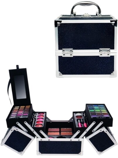 Casuelle Makeup Uttrekkbar Sminkekoffert Svart Og Blå Glitter