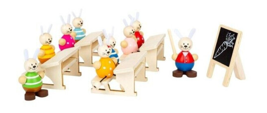 Small Foot Wooden Dollhouse Rabbits School Classroom Playset