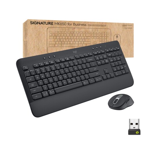 Logitech Signature MK650 Trådløst Tastatur og Mussett med Håndleddstøtte - Grafitt Logitech Signature MK650 Trådløst Tastatur og Mussett med Håndleddstøtte - Grafitt
