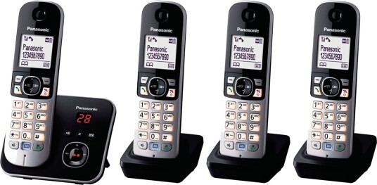 Panasonic KX-TG6824GB trådløs bordtelefon med basestasjon Svart 4-pk. Panasonic KX-TG6824GB trådløs bordtelefon med basestasjon Svart 4-pk.
