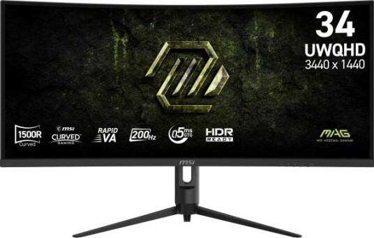 MSI MAG 342CQRF 34" Curved UWQHD Gaming Skjerm 200Hz Svart