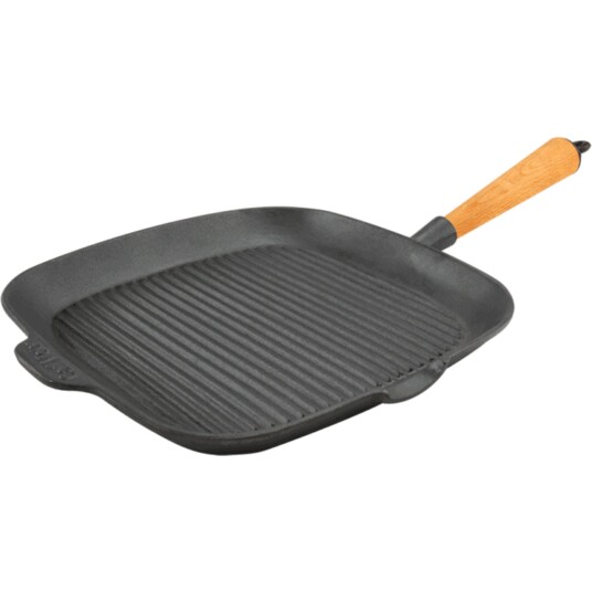 Carl Victor Firkantet grillpanne i støpejern 28 cm med høye kanter, bøketre 1782322-01-0 1782336-01-0 Carl Victor Firkantet grillpanne i støpejern 28 cm med høye kanter, bøketre 1782322-01-0 1782336-01-0
