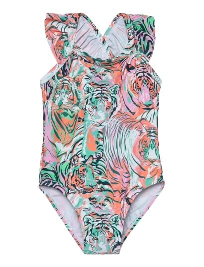Color Kids Swimsuit W. Frills Aop Multi/patterned 110 Color Kids Swimsuit W. Frills Aop Multi/patterned 110