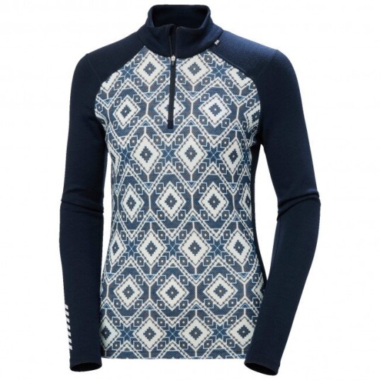 Helly Hansen Lifa Merino Midweight Graphic 1/2 Zip, Dame, Navy