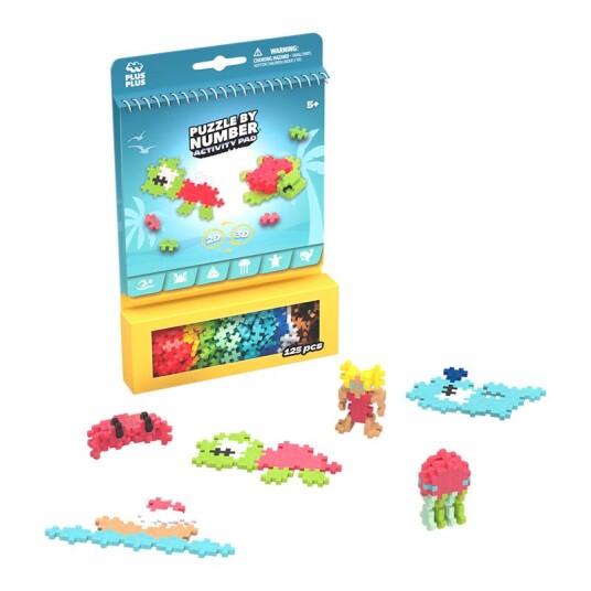 Plus-Plus Activity Pad m/ 12 aktiviteter og 125 brikker – Havet
