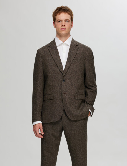 Selected Slmslim Reed Wool Blz Noos Brown 52 Selected Slmslim Reed Wool Blz Noos Brown 52