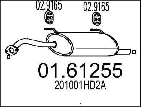 Bakre eksospotte MTS 01.61255