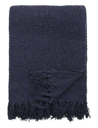 Bloomingville Plaid, Blå, Genanvendt Bomuld Blue Bloomingville BLUE 160X130CM