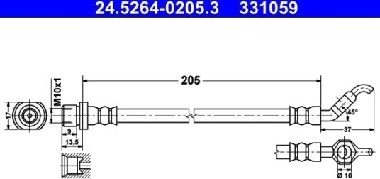 ATE 24.5264 0205.3 Bremseslange