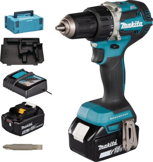 Makita Borskrutrekker DDF484RTJ 18v Børsteløs Med 2x5.0ah Batterier