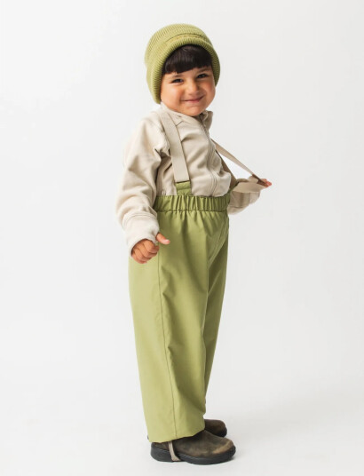 MINI A TURE Matwilans Suspender Pants. Grs Khaki green 9Y/134