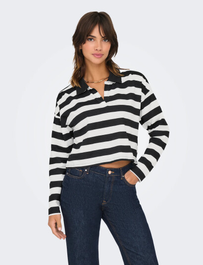 ONLY Onlmay Life L/S Boxy Polo Top Cs Jrs - Black - S