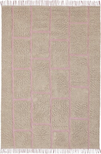 Ryetepper Lindley Natural Cotton Shaggy beige/rosa Størrelse: 240 x 340 cm