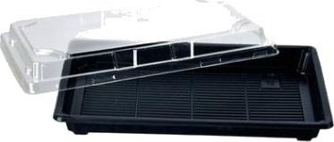 Sushibakke 600 Ml 240X150x40 Mm Ps Sort/Klart Låg,4 Ps X 100 Stk/Krt