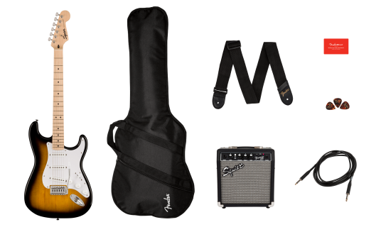 Squier Sonic Stratocaster Pack Mn 2-Color Sunburst, Gig Bag, 10g - 230v Eu Squier Sonic Stratocaster Pack Mn 2-Color Sunburst, Gig Bag, 10g - 230v Eu