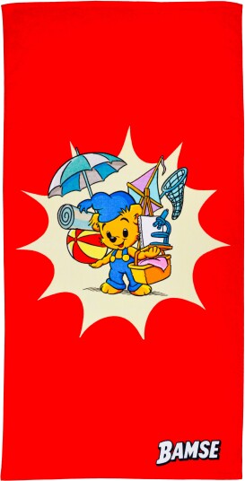 Swimpy Bamse Stranden Badehåndkle Rød