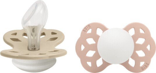BIBS Infinity Smokker 2-Pack Silikon Str 2 Anatomisk Vanilla GLOW/Blush GLOW