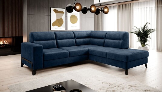 Anglika Sofa m. Sjeselong 4 seters   Blå