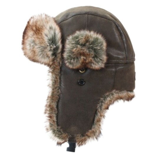 Avignon Flaps Hat Synthetic Leather 59, Dark Brown Avignon Flaps Hat Synthetic Leather 59, Dark Brown