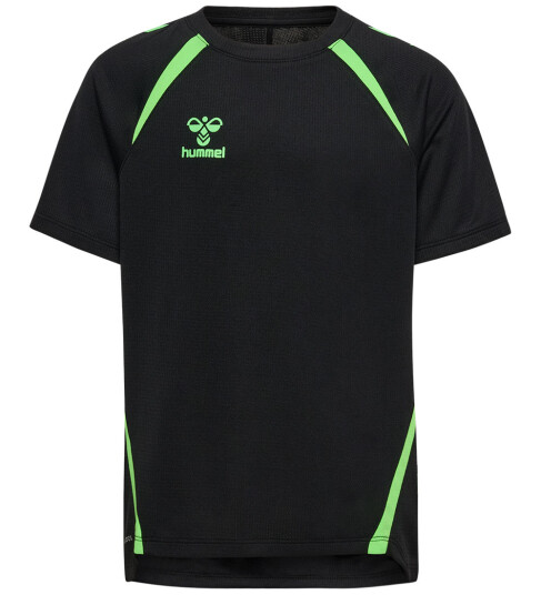 Hummel T skjorte hmlLead 2.0 Jersey Svart/Grønn 12 år 152 T skjorte