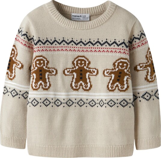 Name It Genser - Strikk - NMNRISMAS - Peyote Melange - Name It - 1½ år (86) - Genser Beige Brun Grå Hvit