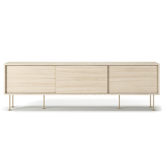 Decotique Vogue Mediabenk Med Ben 180 Cm White Pigmented Oak / Messing TV benker og mediebenker Eikefanér Hvitpigmentert Eik 1105123 3WO LB