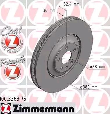 Bremseskive ZIMMERMANN 100.3363.75