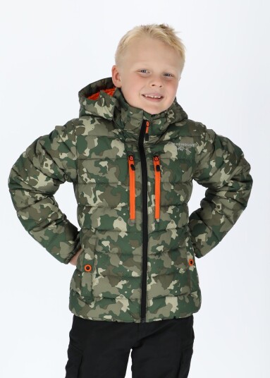 Swedemount Branäs Jacket Jr 2.0 Camoflauge Green/ Orange 150 Skijakker