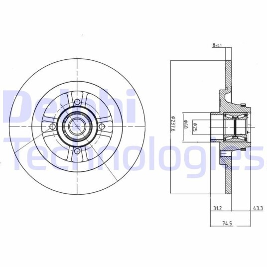 Bremseskive DELPHI BG9025RS