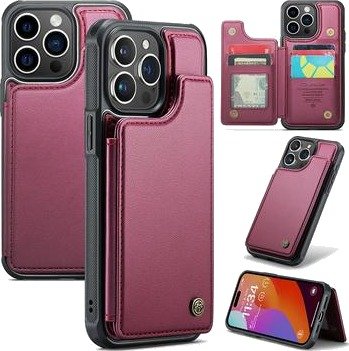 iPhone 15 Pro Max Caseme C22 etui RFID-kortlommebok - rød