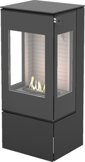 Nexo 120 svart frittstående biopeis med sideglass og glassdør