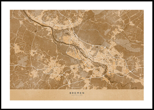 Sepia vintage map of Bremen Germany Plakat Plakat / 30x40cm