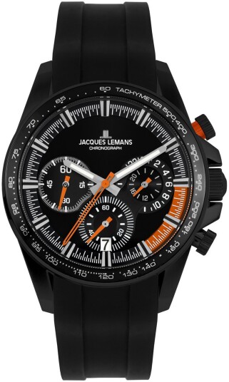 Jacques Lemans Herreklokke 1 2127D Liverpool Sort/Gummi Ø40 mm