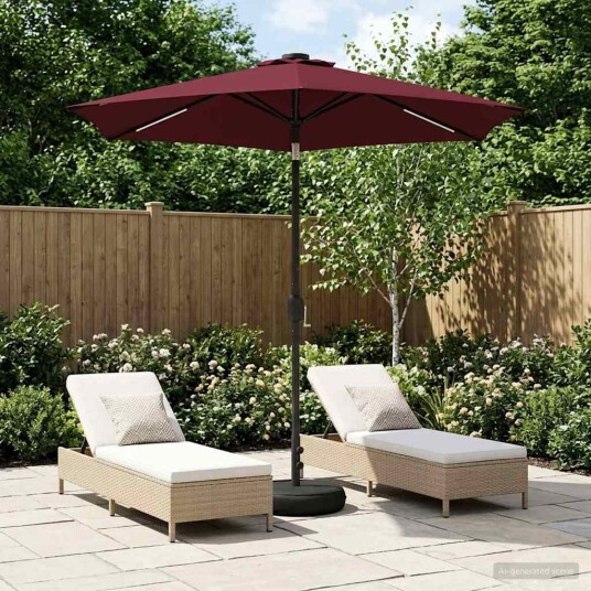 vidaXL Hageparasol med LED lamper og fot 2,3 x 2,3 m Polyester