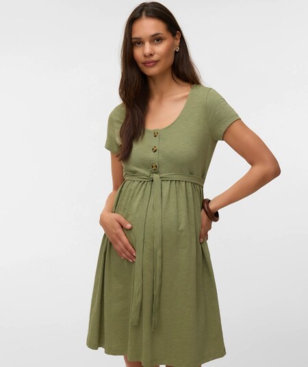 Mamalicious Mlivy Lia Ss Jrs Abk Dress 2F   Khaki green   L