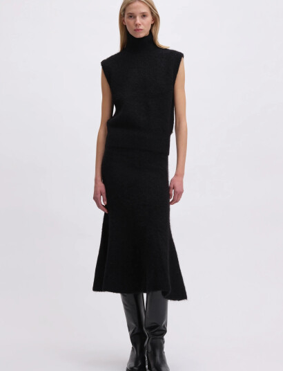 REMAIN Birger Christensen Knit Midi Skirt Black S
