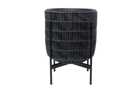 Wicker Blomsterpotte på stativ 30x30xH38 cm Svart