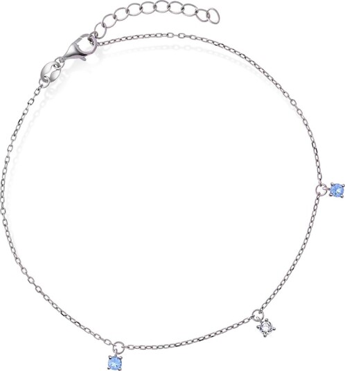 Pan Jewelry Ankelkjede i 925 rhodinert sølv med zirkonia 25 cm