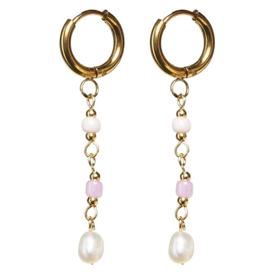 Timi Of Sweden Bonnie Pink Pearl Hoop Earrings