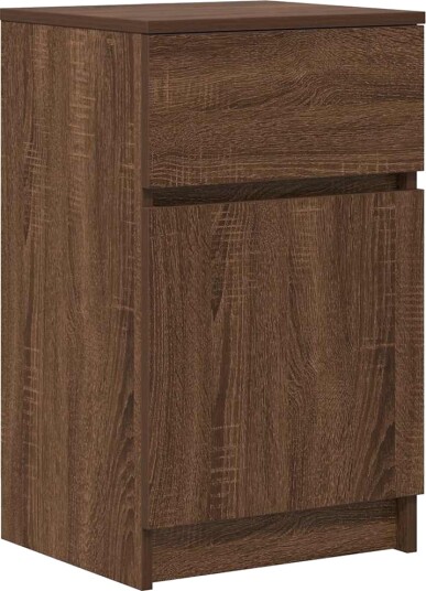 Nattbord 2 stk brun eik 39x35x65 cm konstruert tre