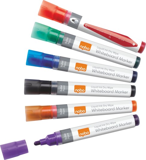 Nobo Flytende Blekk Whiteboardpenner, Rund Tupp 6 Stk. Blister, 205 Mm, 19 Mm, 198 Mm Nobo Flytende Blekk Whiteboardpenner, Rund Tupp 6 Stk. Blister, 205 Mm, 19 Mm, 198 Mm