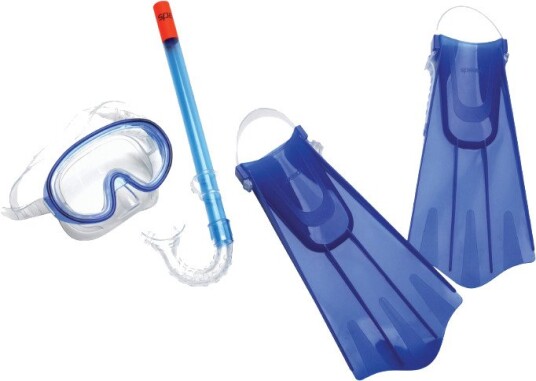 Speedo Barn Aqua Quest Mask Snorkel Fin Set Blue Oceans L-XL