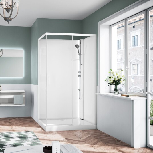 Novellini Glax 1 2.0 2P+F Standard Dusjkabinett Hvit / 140x90cm Høyre Klart Glass