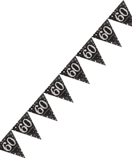 Amscan 60 Års Feiring 4 Meter Svart Glitrende Flaggbanner