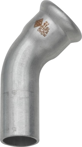 35 mm TURBO Inox bøy 45G. erme/nippel
