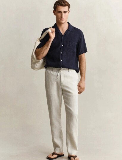 GANT Reg Linen Ds Pants   Beige   XXXL