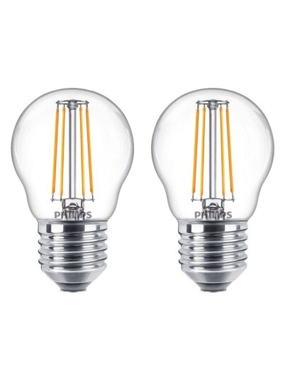 Philips LED-lyspre Classic Mini-ball 4.3W/827 (40W) Clear 2-pack E27