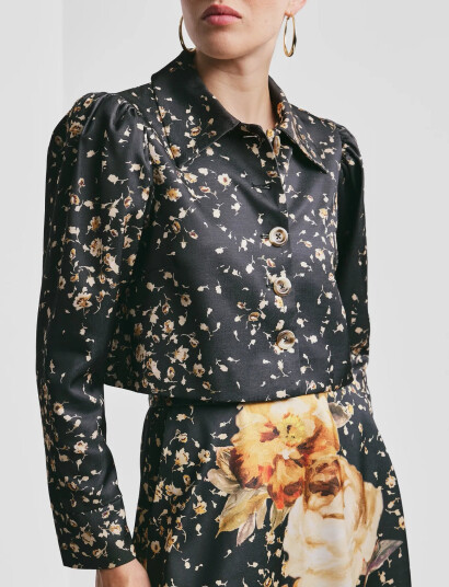 by Ti Mo Tailored Satin Cropped Jacket - Multi/patterned - XL by Ti Mo Tailored Satin Cropped Jacket - Multi/patterned - XL